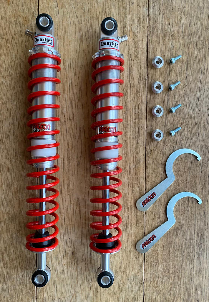 Paire amortisseurs alu Honda TLR 200/250 course longue (entraxe 403mm), kit 4 entretoises et vis BTR inclus