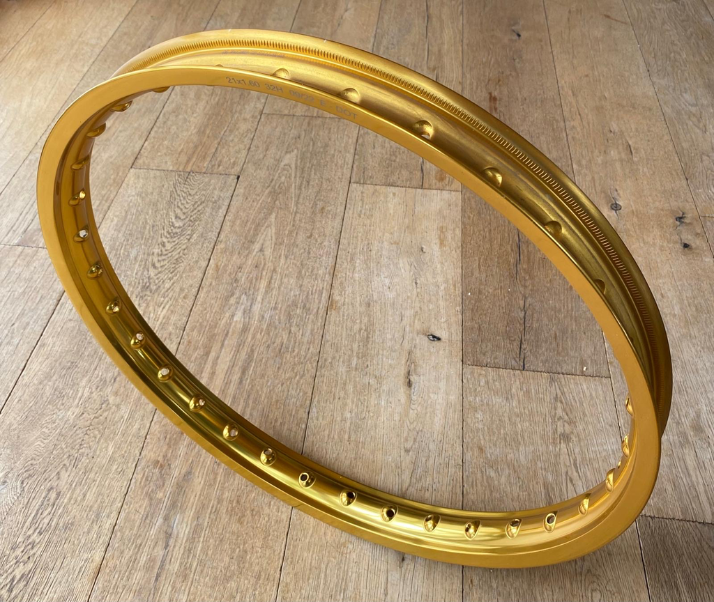 Jante avant 32 trous tube type pour rayons en Z (adaptable, Or ou Argent)